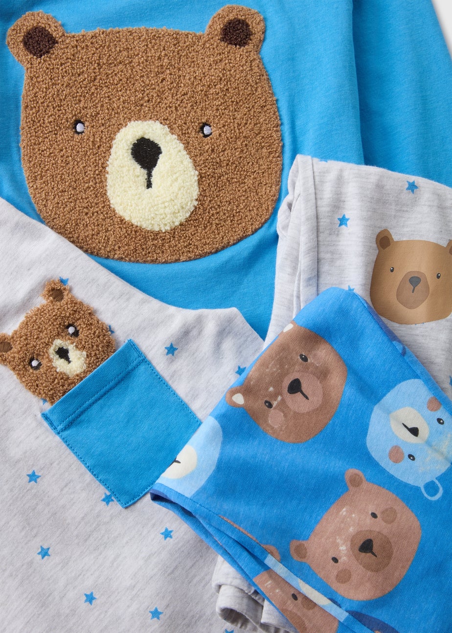 2 Pack Boys Blue Bear Pyjama Set (1-7yrs)