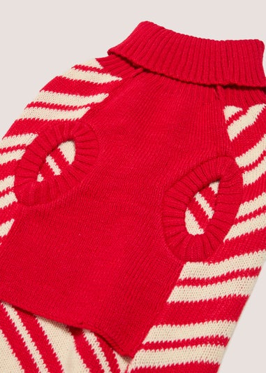 Candy Cane Pet Jumper Large