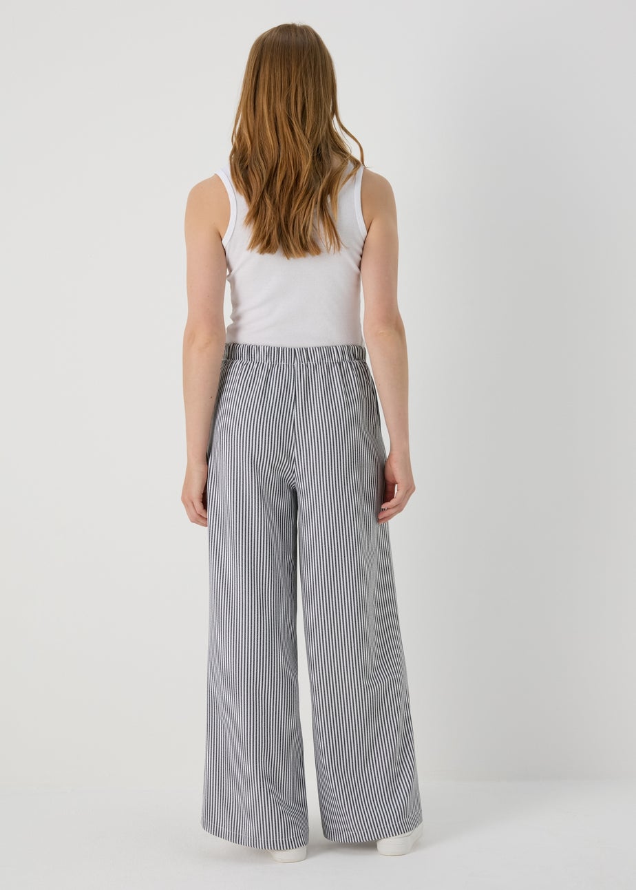 Navy Stripe Wide Trousers
