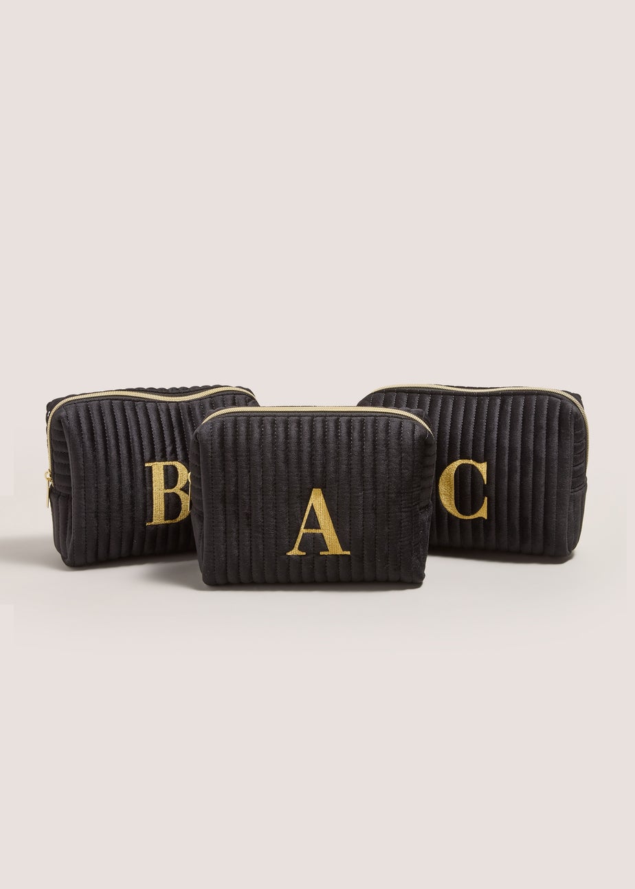 Black Alphabet Make Up Bag
