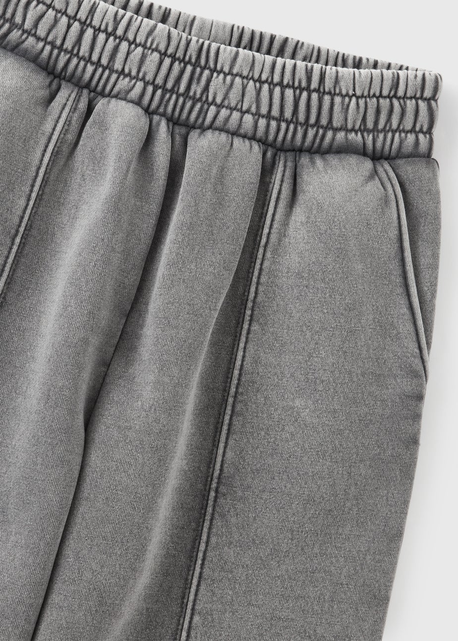 Girls Grey Acid Wash Wide Leg Joggers (7-15yrs)