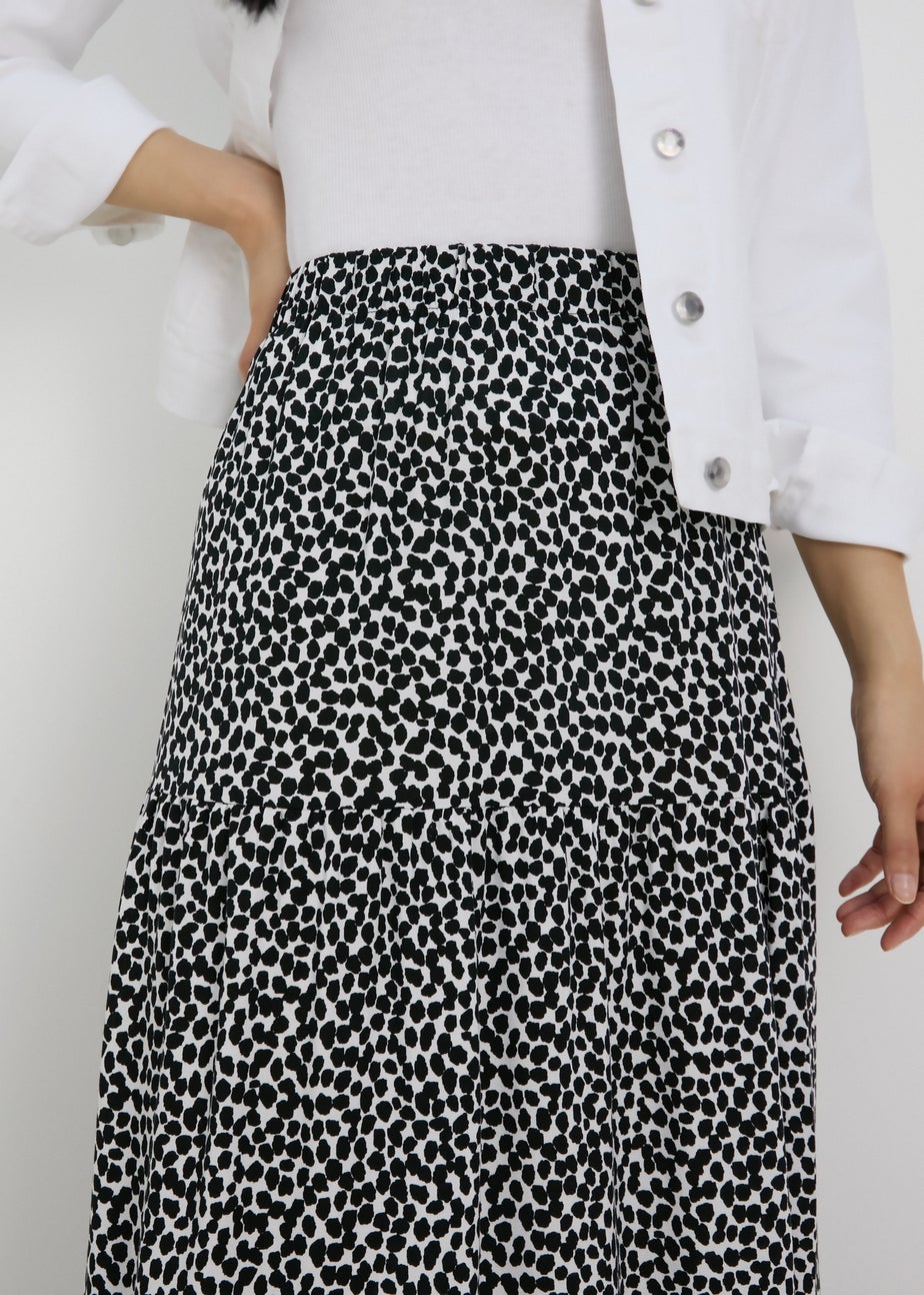 Black Printed Tiered Maxi Skirt