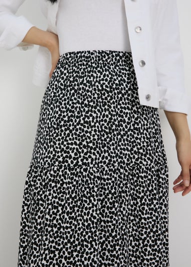 Black Printed Tiered Maxi Skirt
