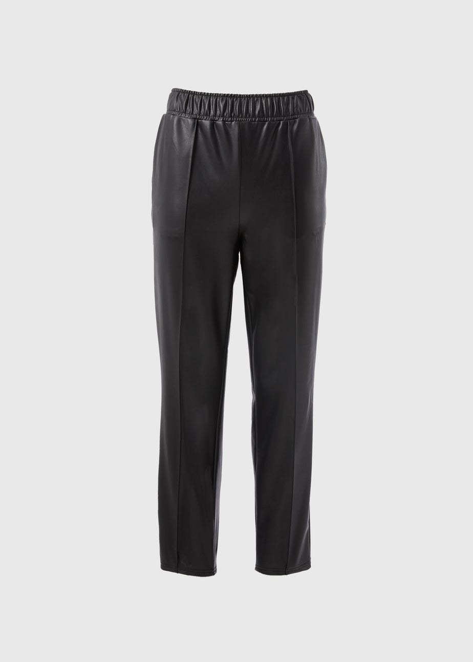 Black Leather Look Tapered Trousers