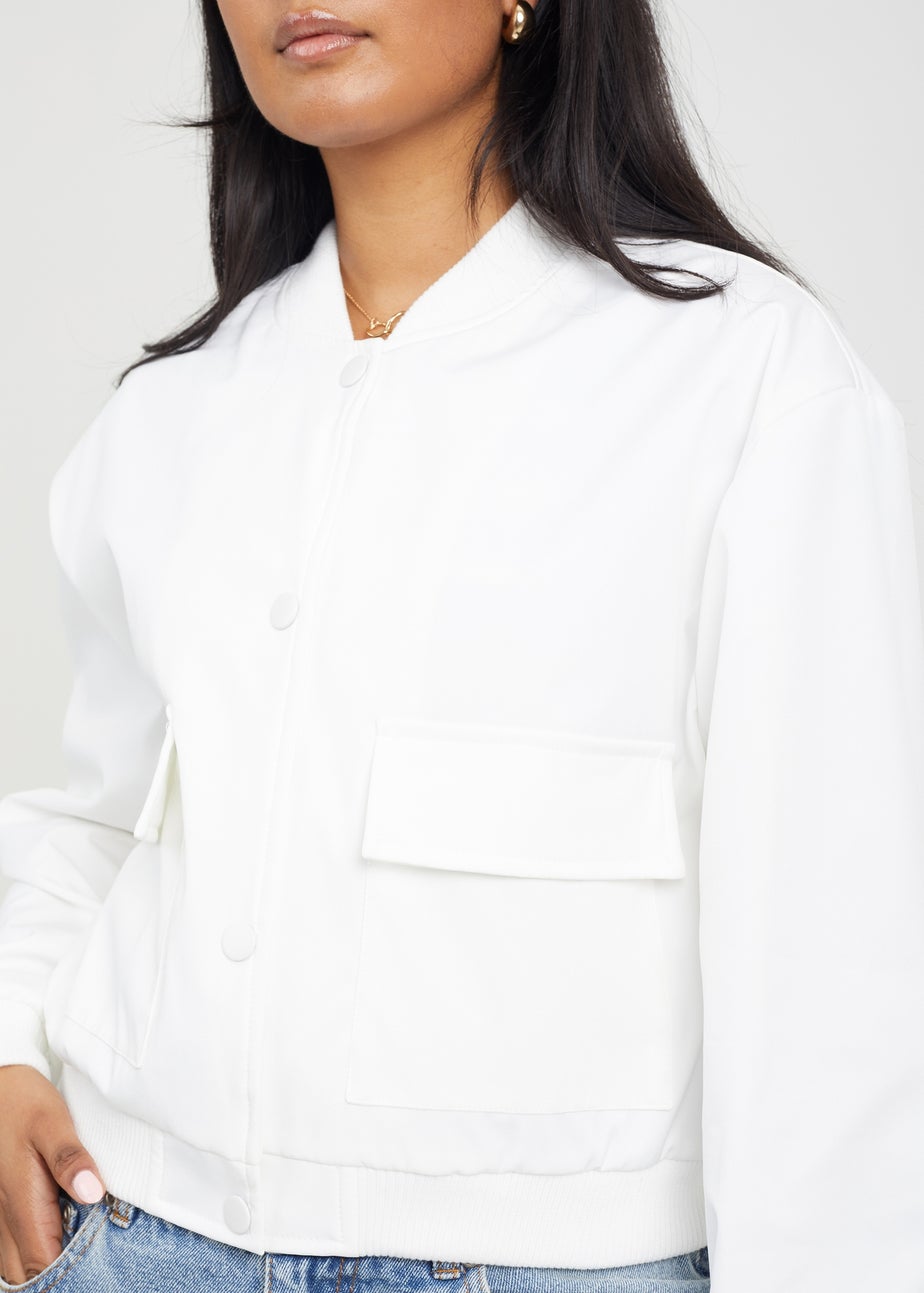 Brave Soul Cream Bonded Bomber Style Jacket