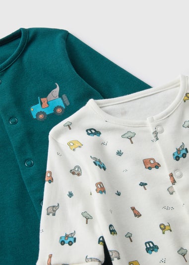 2 Pack Green Transport Sleepsuits (Newborn-23mths)