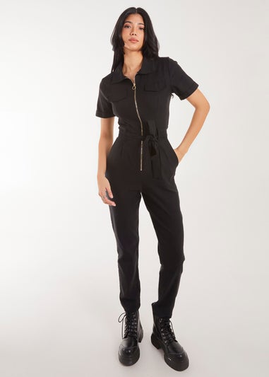 Pink Vanilla Black Zip Front Boilersuit
