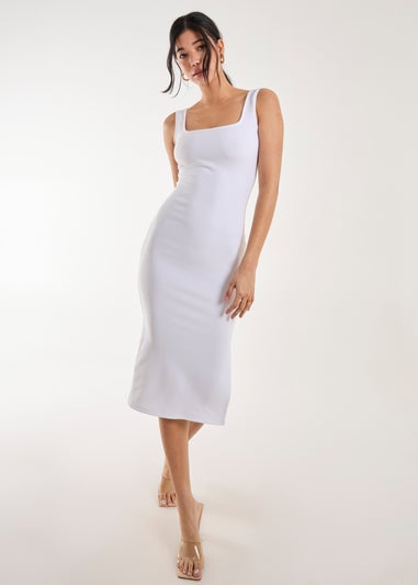 Pink Vanilla White Bandage Midi Dress