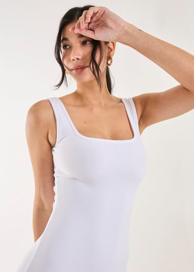 Pink Vanilla White Bandage Midi Dress