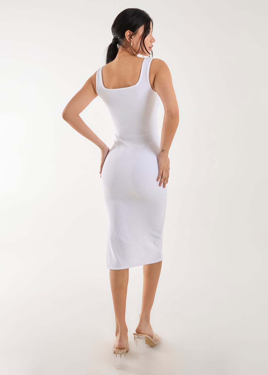 Pink Vanilla White Bandage Midi Dress