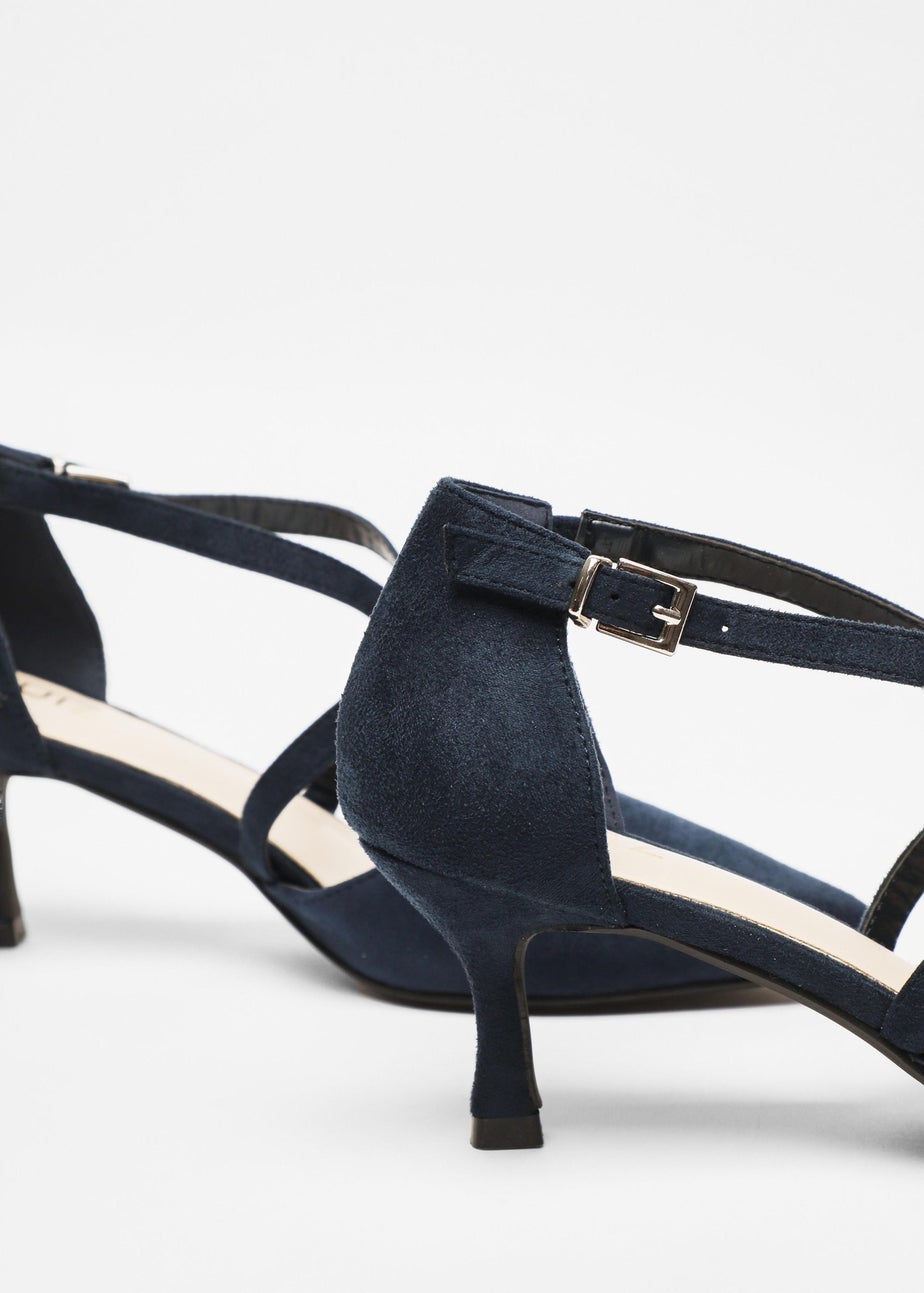 Quiz Navy Faux Suede Low Court Heels