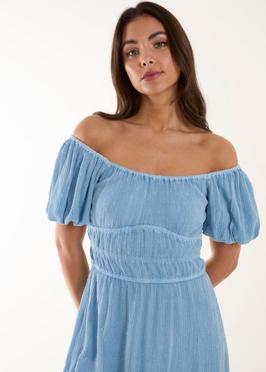 Blue Vanilla Blue Puff Ball Mini Dress