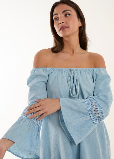 Blue Vanilla Blue Lace Trim Tunic Dress