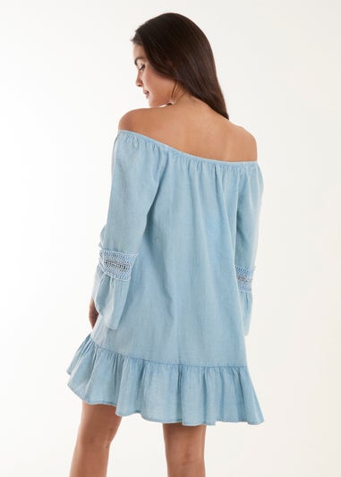 Blue Vanilla Blue Lace Trim Tunic Dress