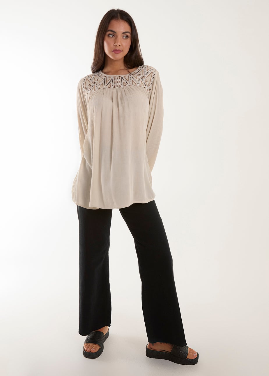 Blue Vanilla Stone Embroidered Top