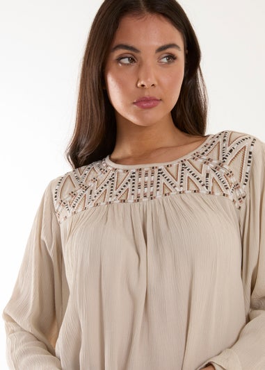 Blue Vanilla Stone Embroidered Top