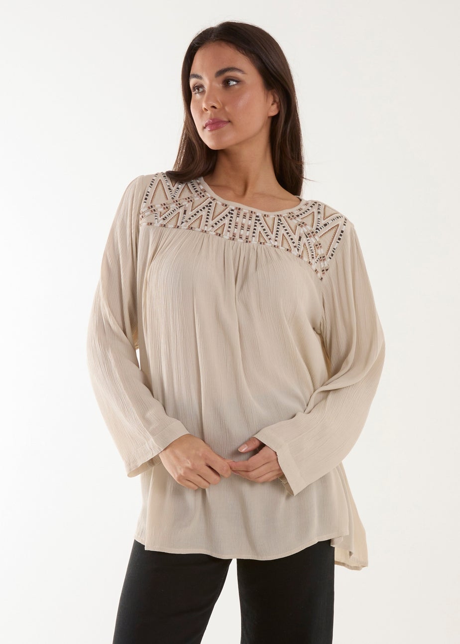 Blue Vanilla Stone Embroidered Top