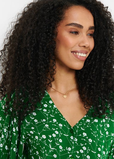 Threadbare Green Pastill Button Down Midi Dress