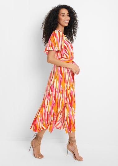 Threadbare Red Pastill Button Down Midi Dress