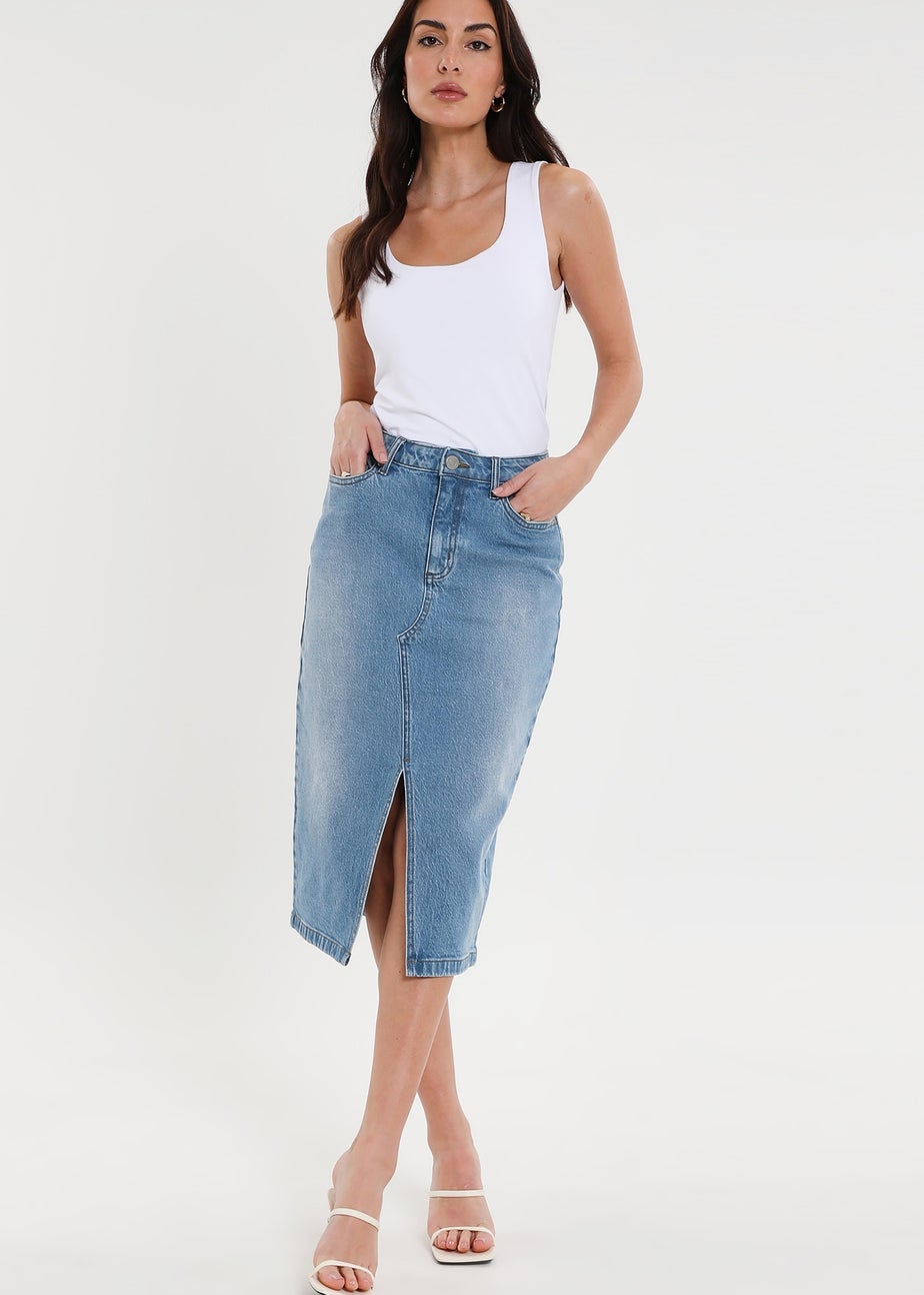 Threadbare Light Blue Amsterdam Denim Midi Skirt