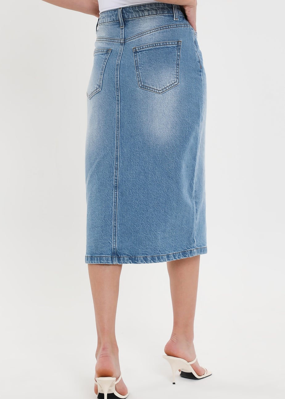 Threadbare Light Blue Amsterdam Denim Midi Skirt