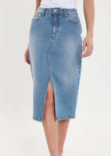 Threadbare Light Blue Amsterdam Denim Midi Skirt