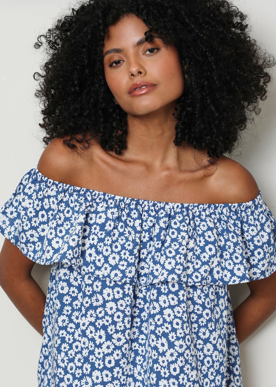 Threadbare Blue Coronation Off The Shoulder Bardot Top