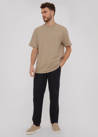 Threadbare Black Linen Blend Drawcord Trousers