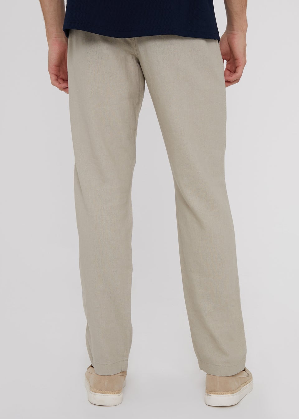 Threadbare Stone Linen Blend Drawcord Trousers