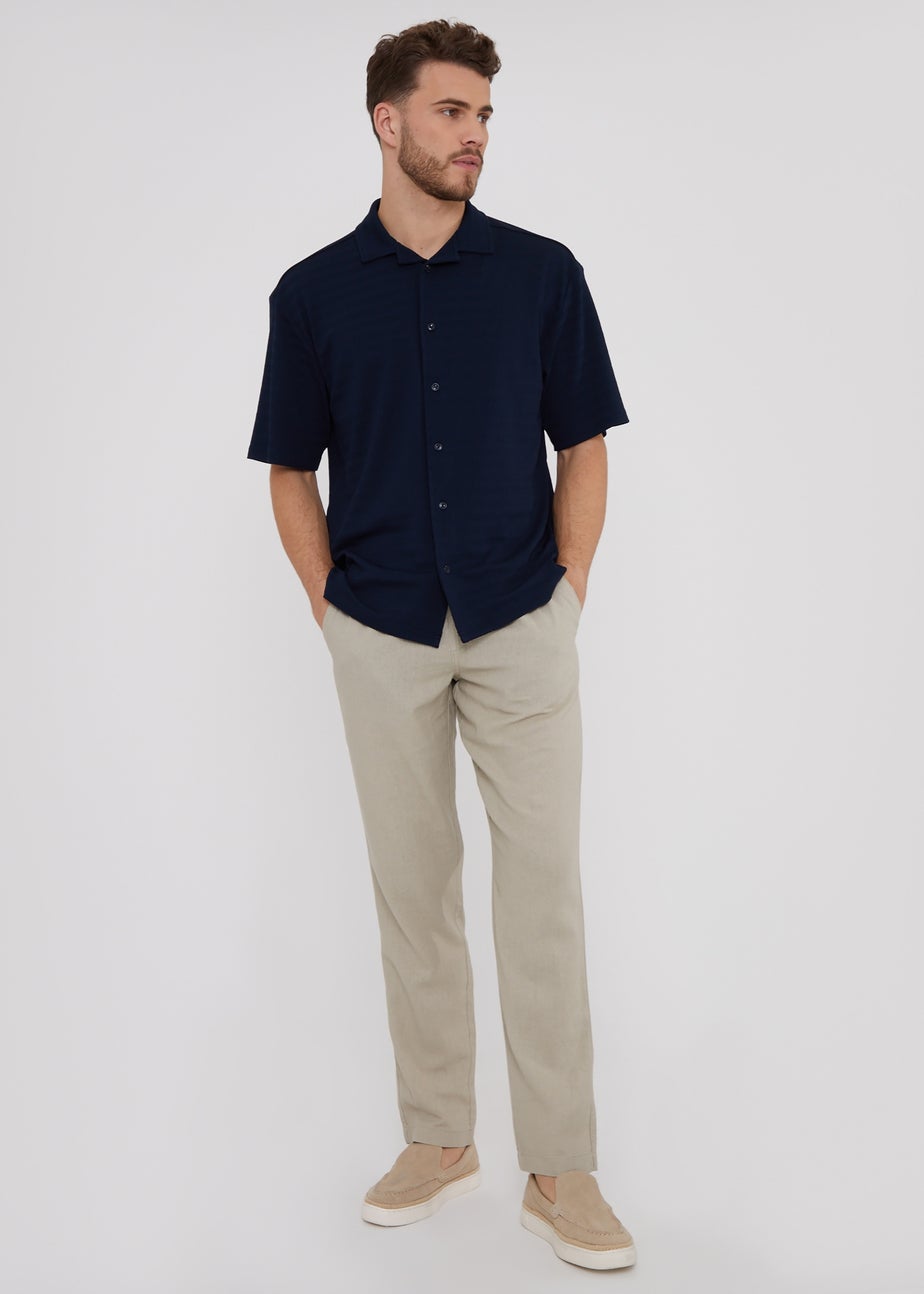 Threadbare Stone Linen Blend Drawcord Trousers