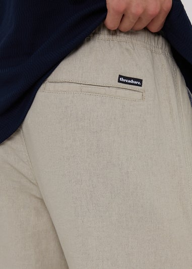 Threadbare Stone Linen Blend Drawcord Trousers