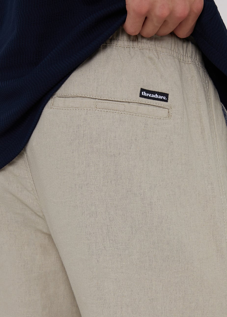 Threadbare Stone Linen Blend Drawcord Trousers