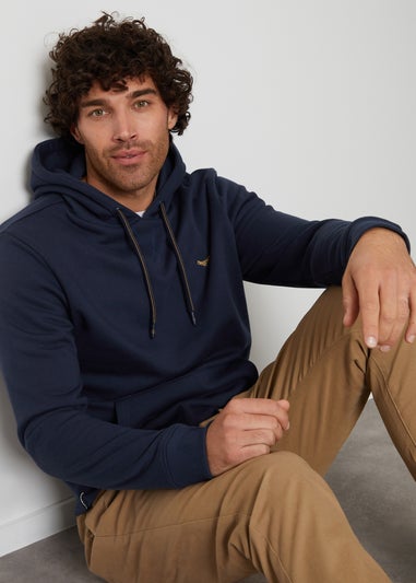 Threadbare Navy Cotton Blend Pullover Hoody