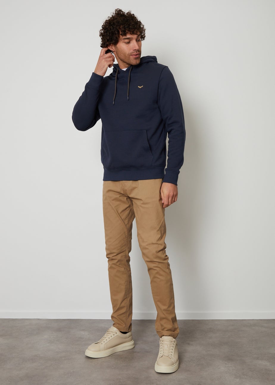 Threadbare Navy Cotton Blend Pullover Hoody