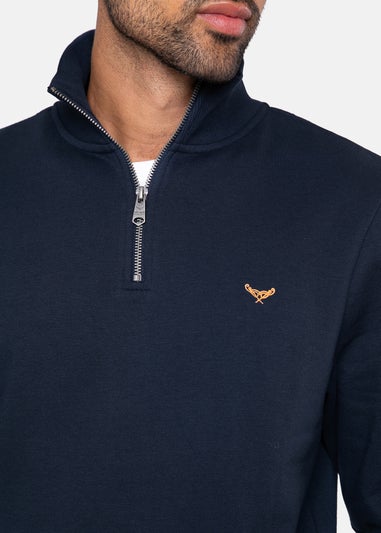 Threadbare Navy 1/4 Zip Neck Sweatshirt