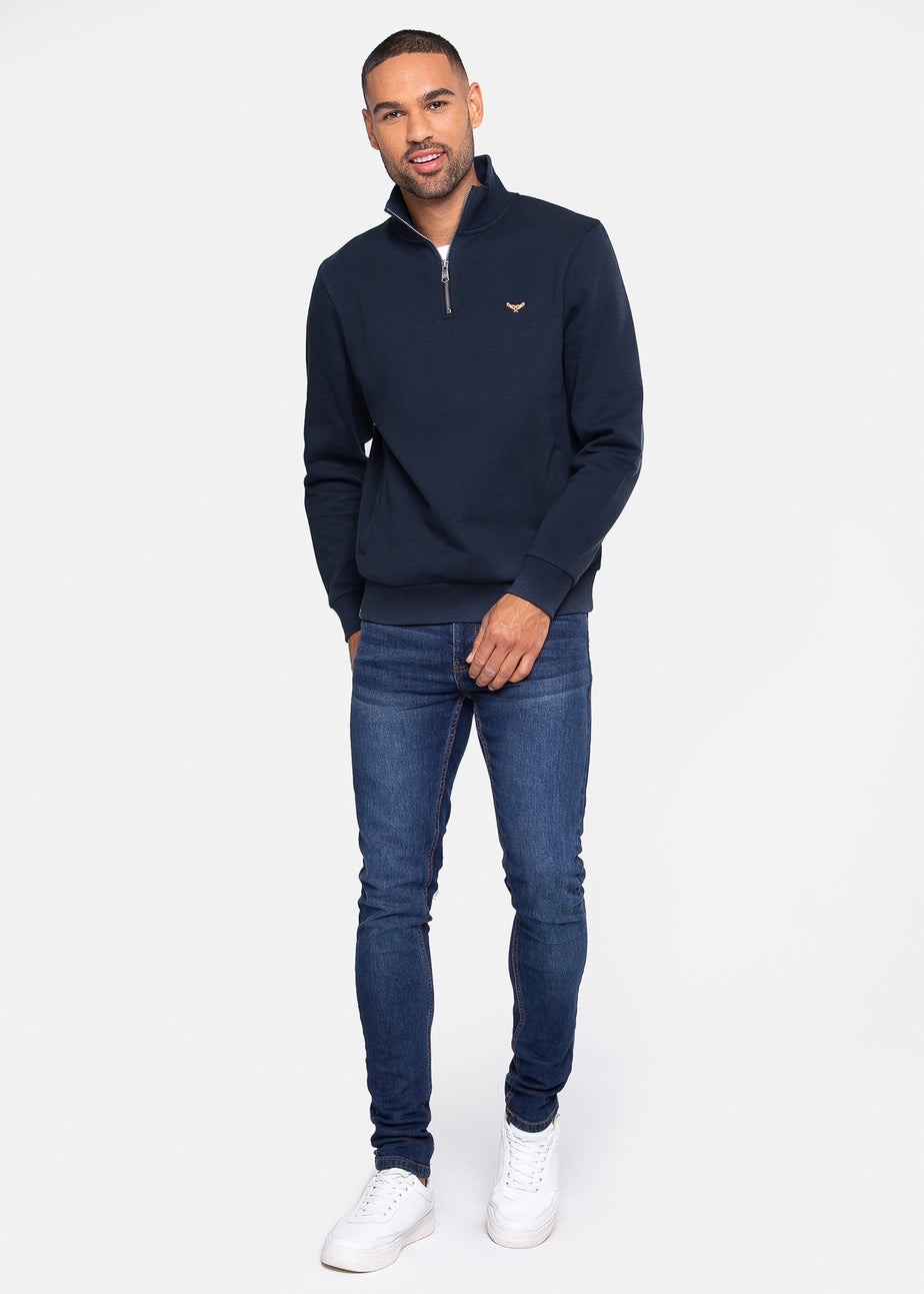 Threadbare Navy 1/4 Zip Neck Sweatshirt