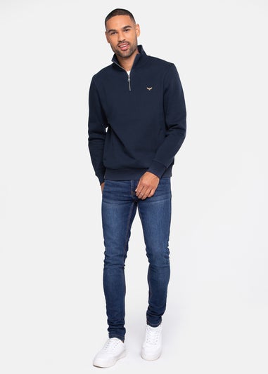 Threadbare Navy 1/4 Zip Neck Sweatshirt