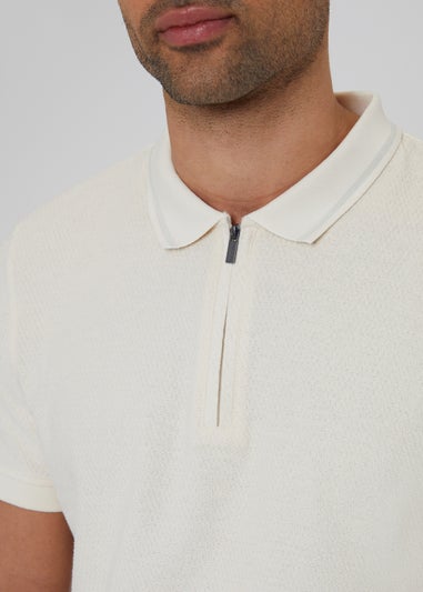 Threadbare Light Grey Zip Collar Polo Shirt