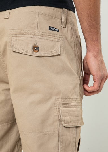 Threadbare Stone Bute Cotton Cargo Shorts