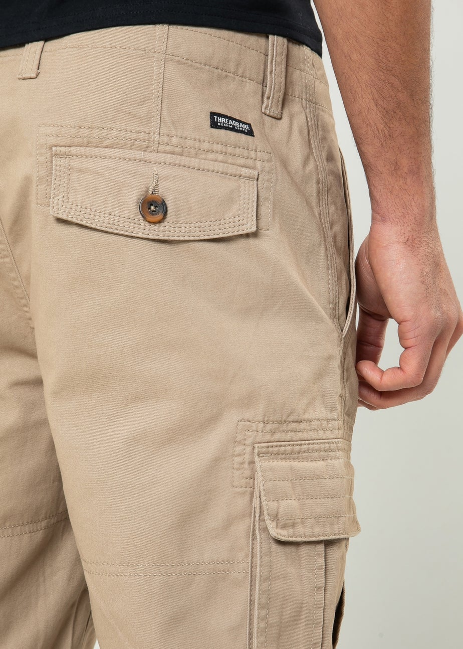 Threadbare Stone Bute Cotton Cargo Shorts