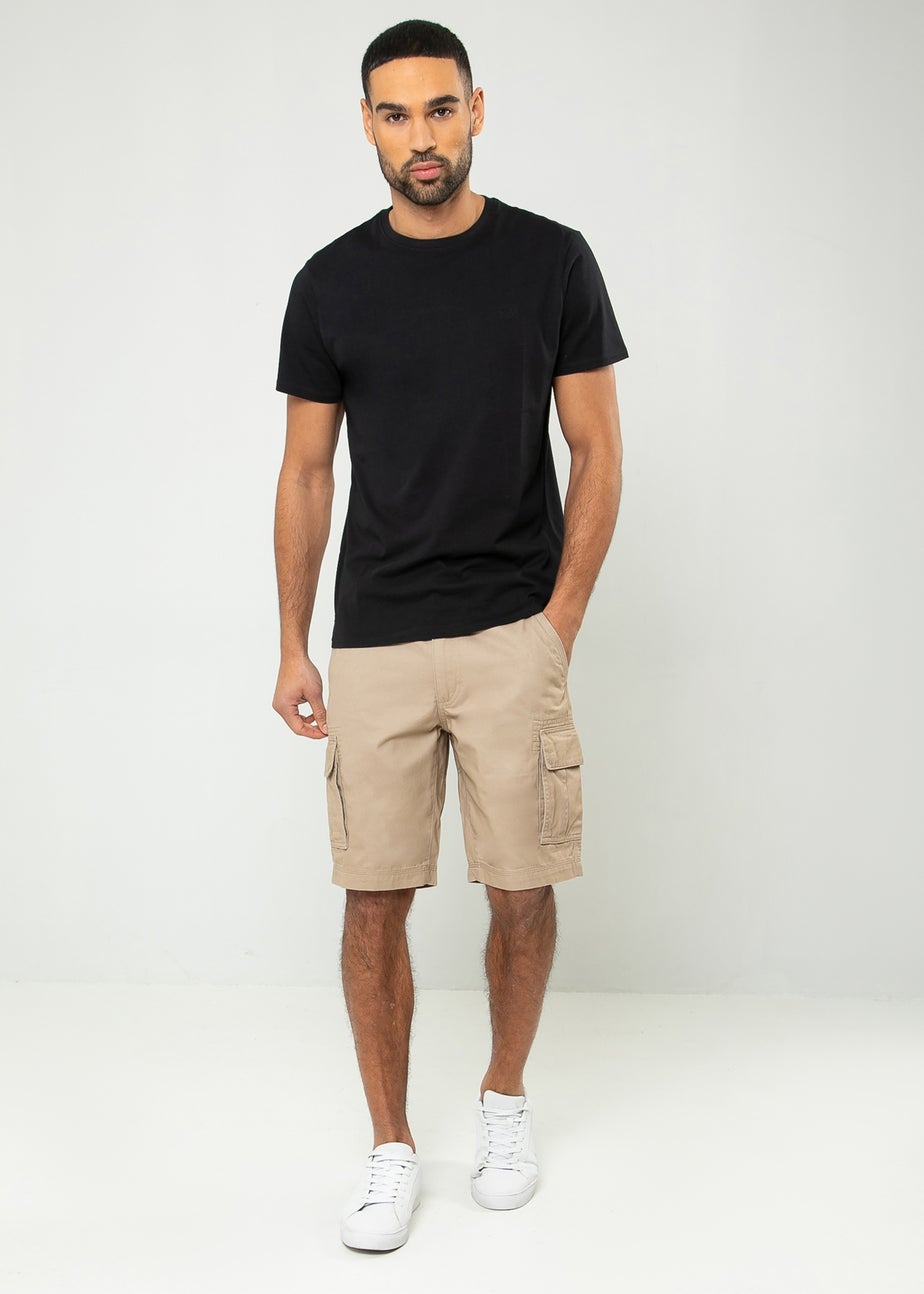 Threadbare Stone Bute Cotton Cargo Shorts
