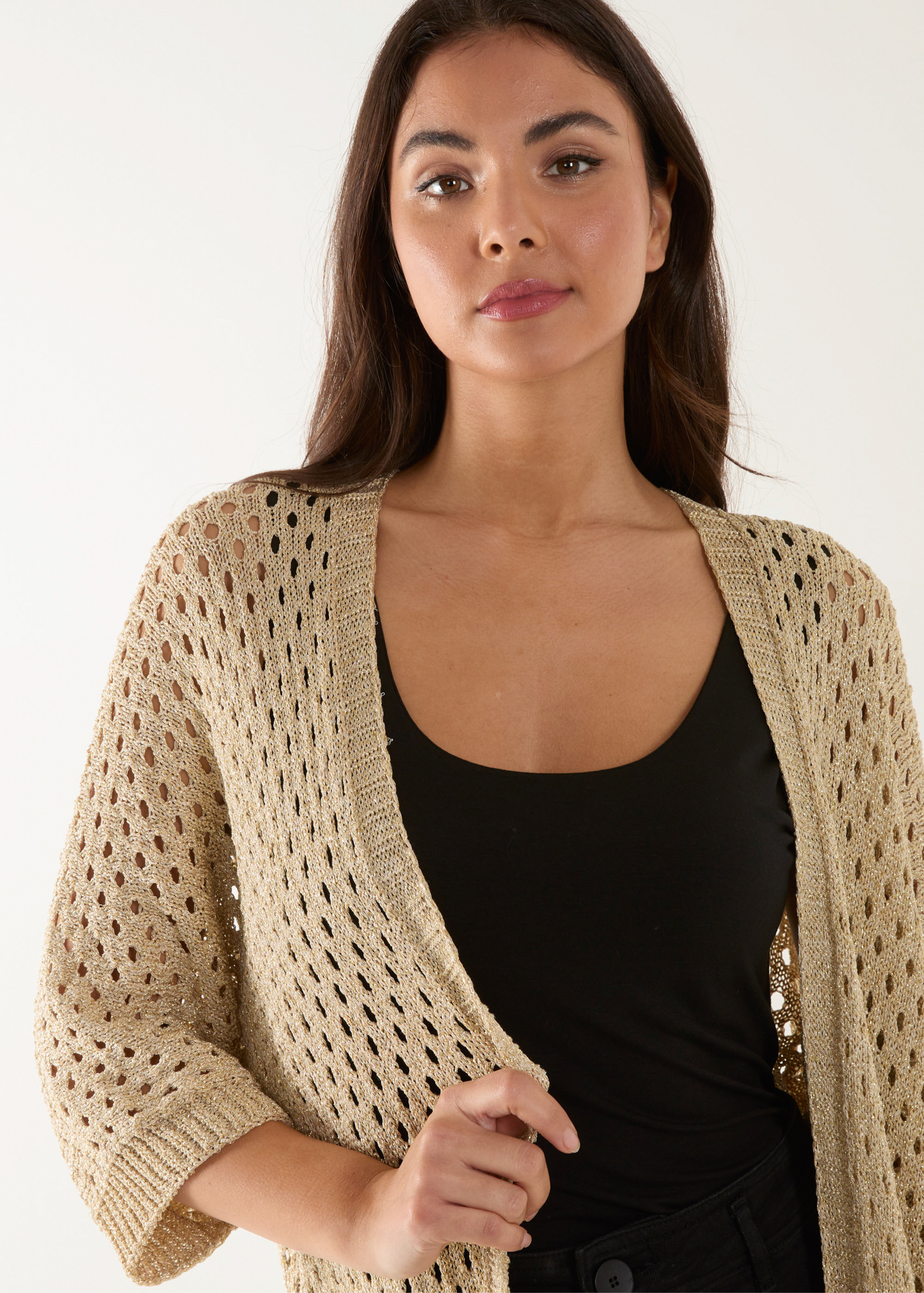 Blue Vanilla Gold Crochet Lurex Cardigan