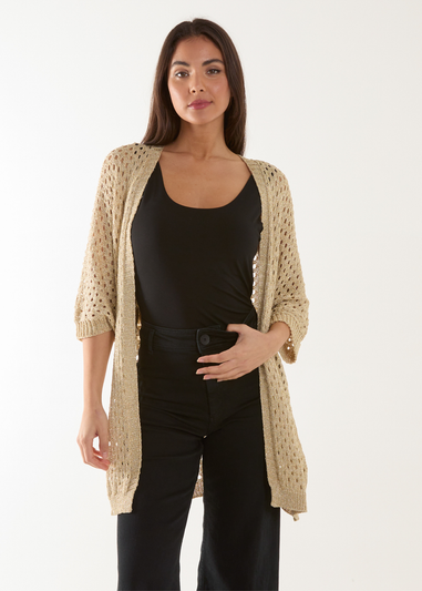 Blue Vanilla Gold Crochet Lurex Cardigan