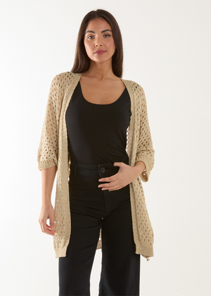 Blue Vanilla Gold Crochet Lurex Cardigan