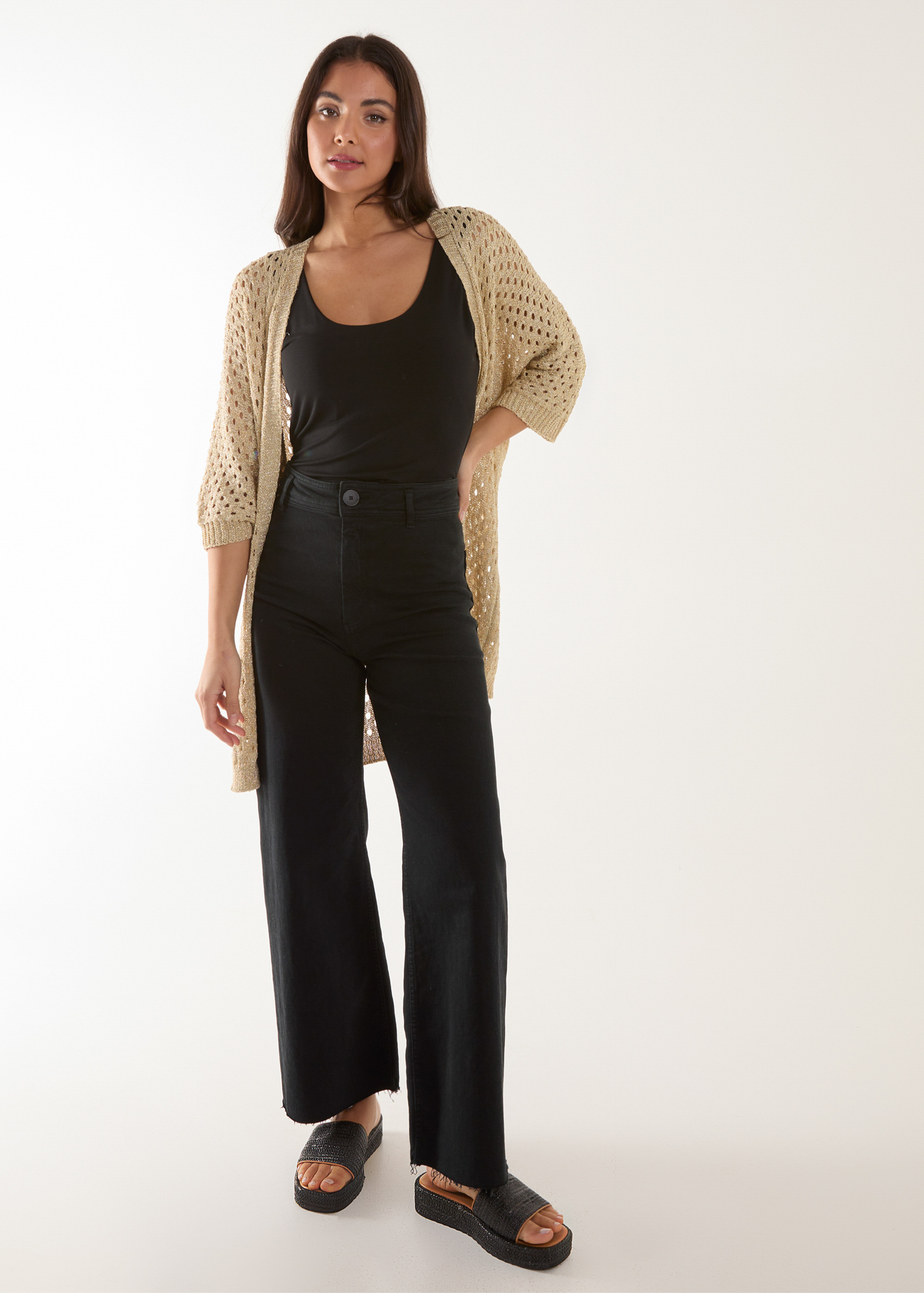 Blue Vanilla Gold Crochet Lurex Cardigan