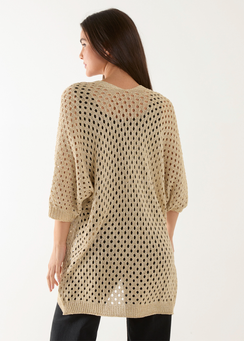 Blue Vanilla Gold Crochet Lurex Cardigan