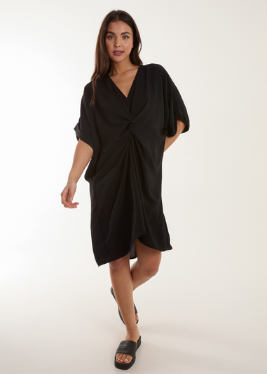 Blue Vanilla Black Twist Front Tunic Dress