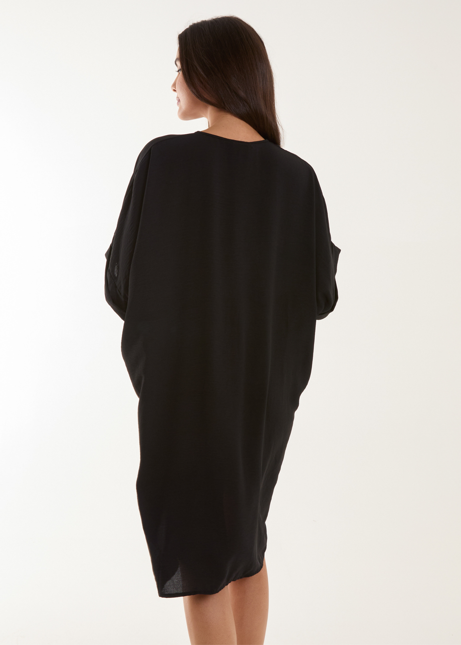 Blue Vanilla Black Twist Front Tunic Dress