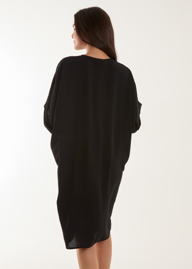 Blue Vanilla Black Twist Front Tunic Dress