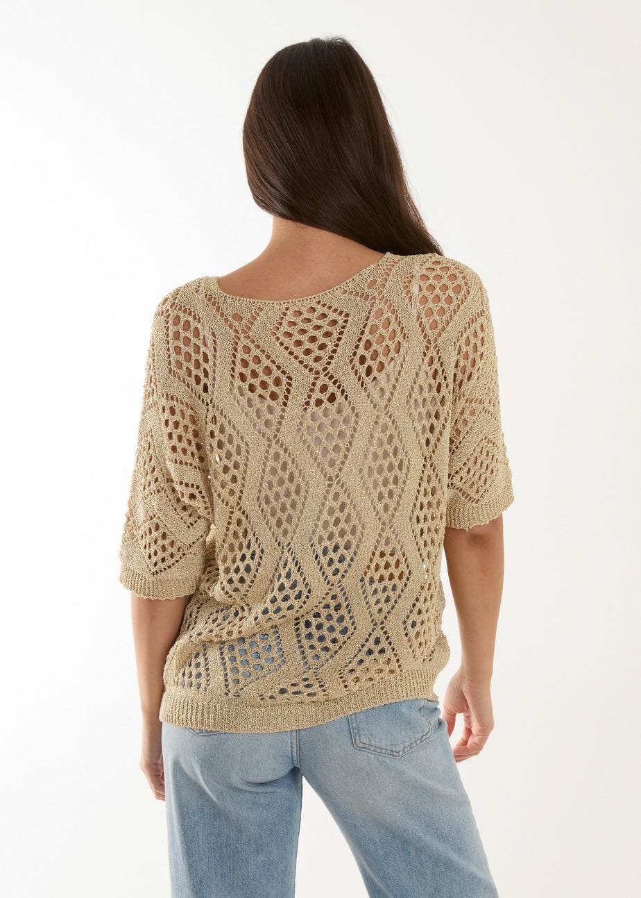 Blue Vanilla Gold Crochet Lurex Top